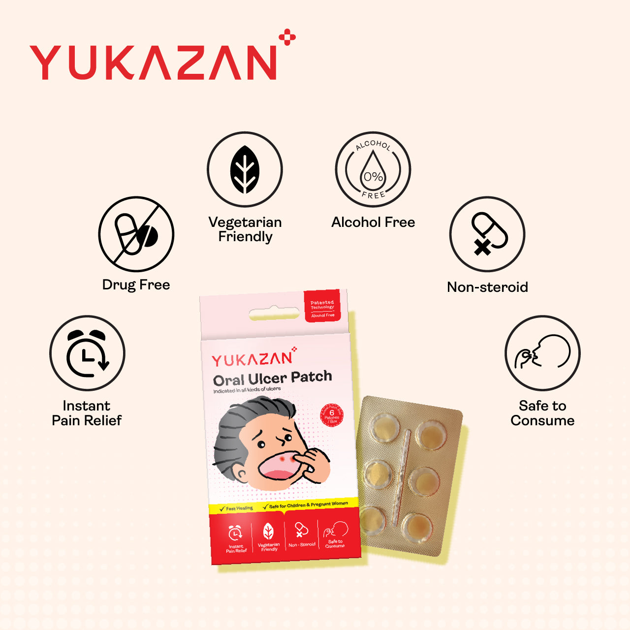 Yukazan Oral Ulcer Patch (6 pieces) - For all kind of oral & canker ulcers